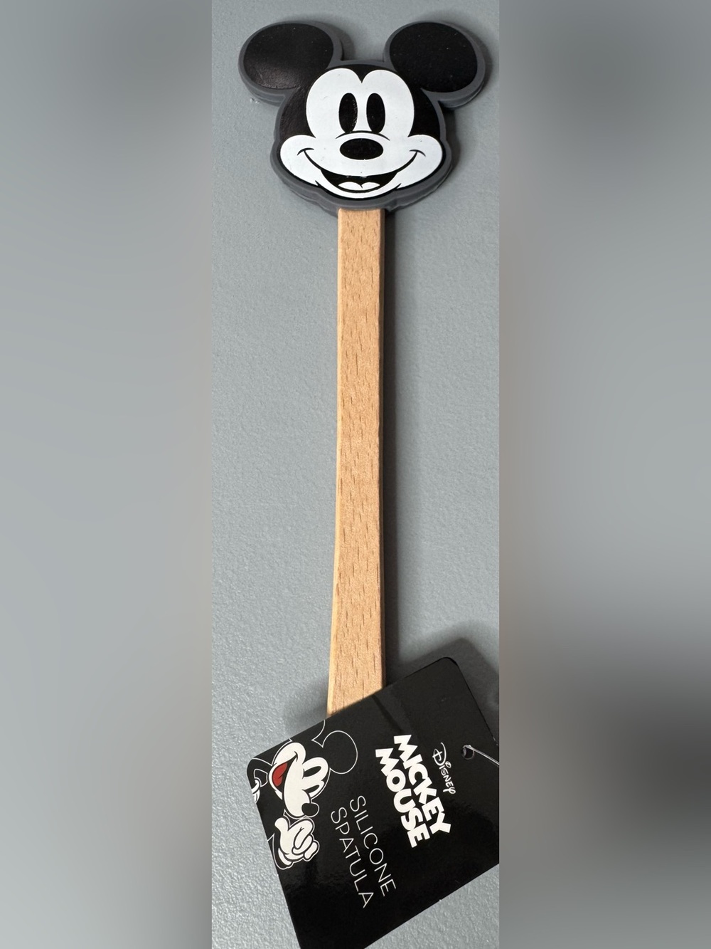 Disney Mickey Mouse themed Black and White Silicone Spatula with Wood Handle